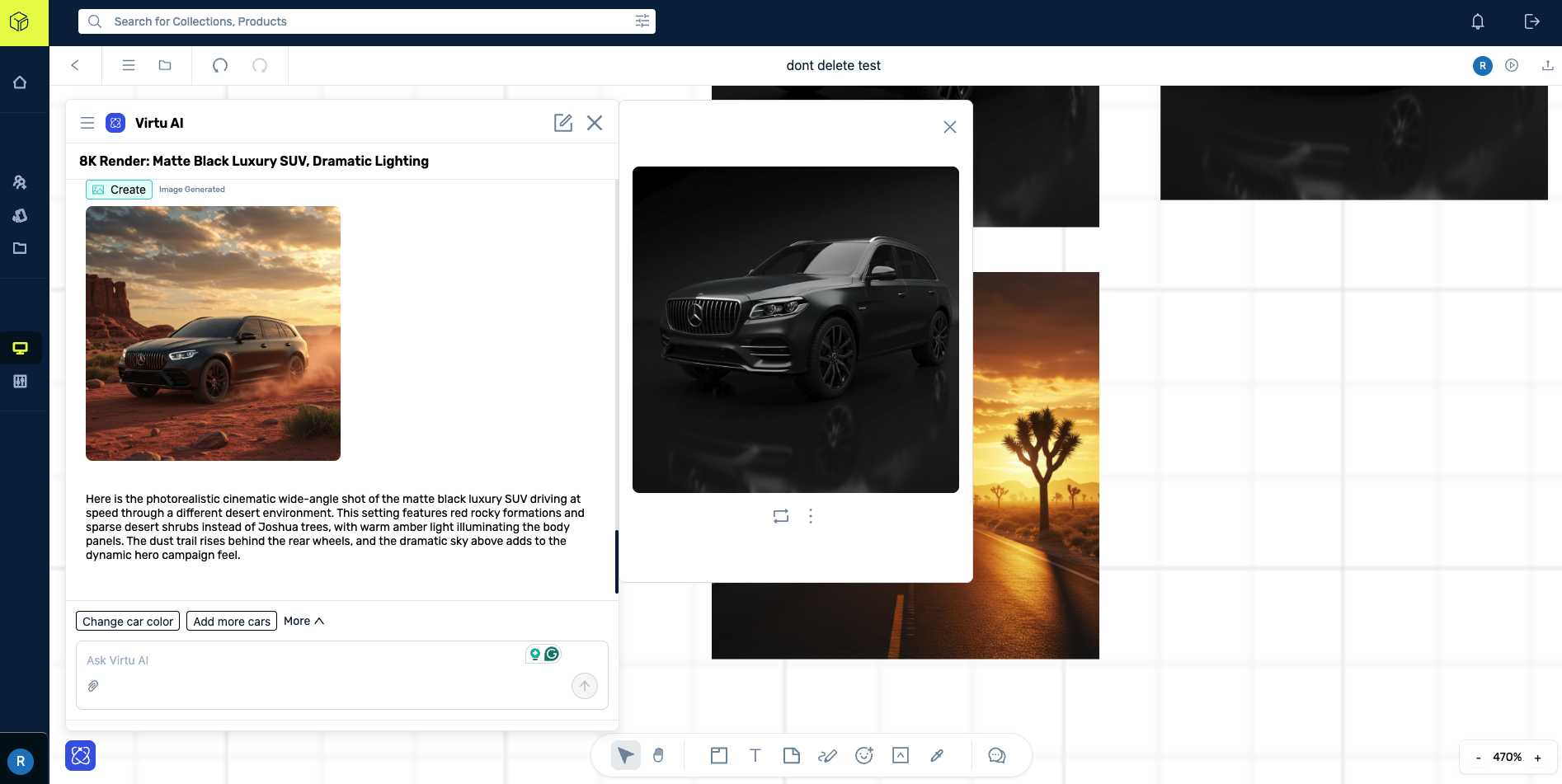 A4: AI panel overlay obscuring canvas content while prompting