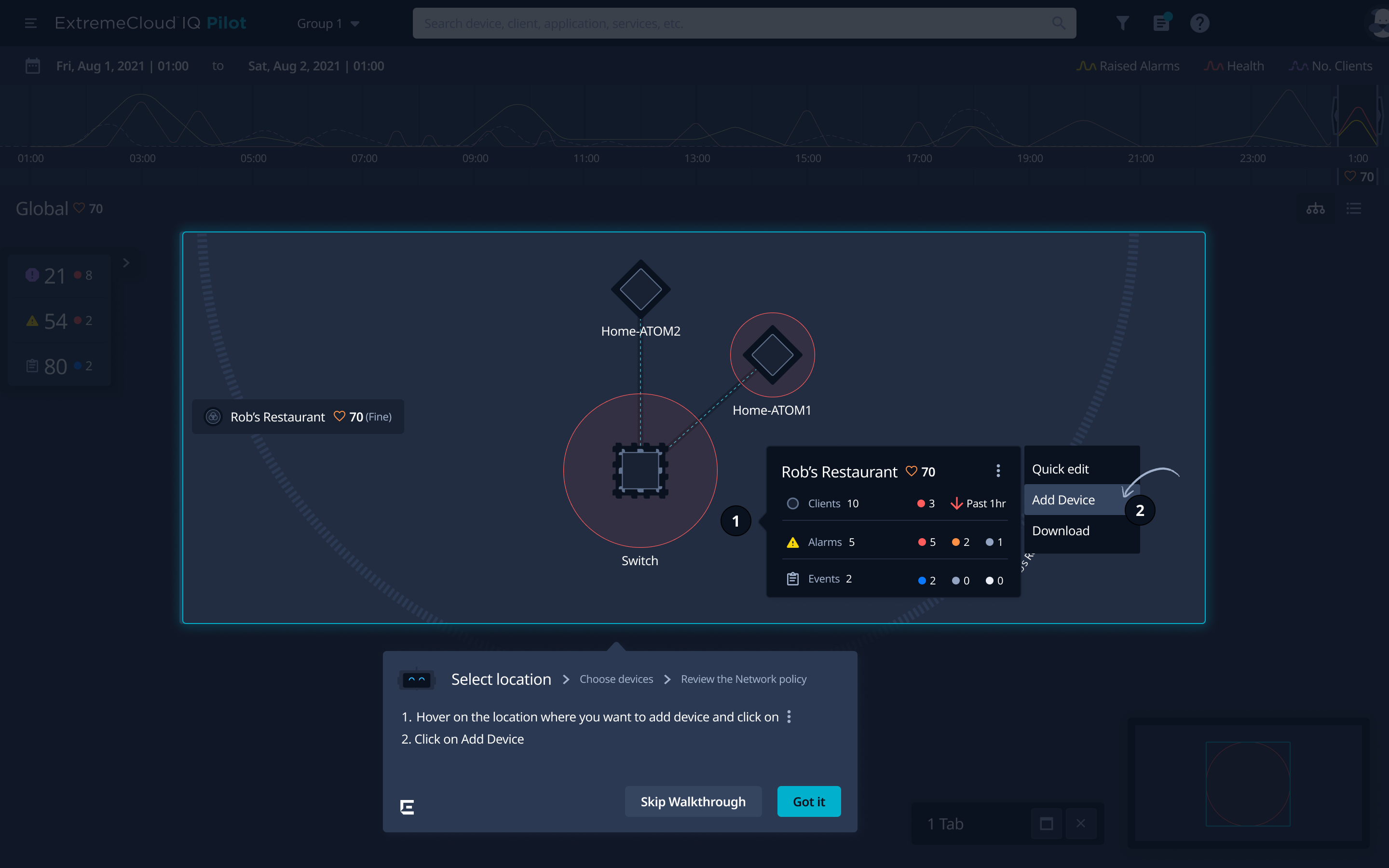 ExtremeCloud IQ topology interface